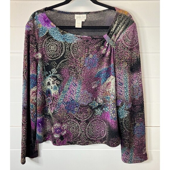 Coldwater Creek Top Knit Fairy Grunge Art to Wear Metallic Womens L *READ - Picture 1 of 9